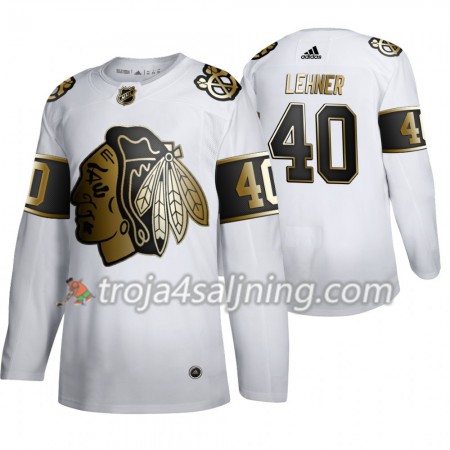 Chicago Blackhawks tröja Robin Lehner 40 2019-2020 Adidas Golden Edition Vit Authentic - NHL Tröjor Herr